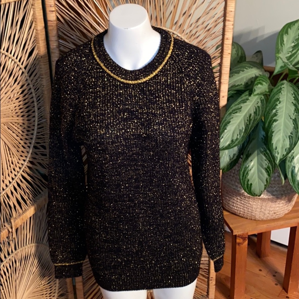 Vintage Black & Gold Sparkle Sweater